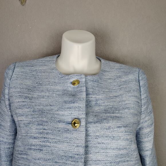 J.Crew Factory Tweed Lady Jacket Light Blue Gold Buttons NWT Size 16 - Picture 11 of 16